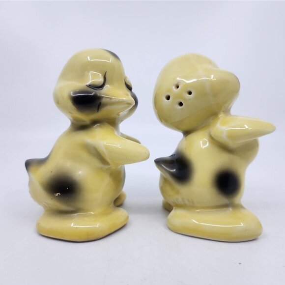 Vintage Van Telligen Hugging Duck Salt & Pepper Shakers Set Yellow Black 4 in - Picture 4 of 10